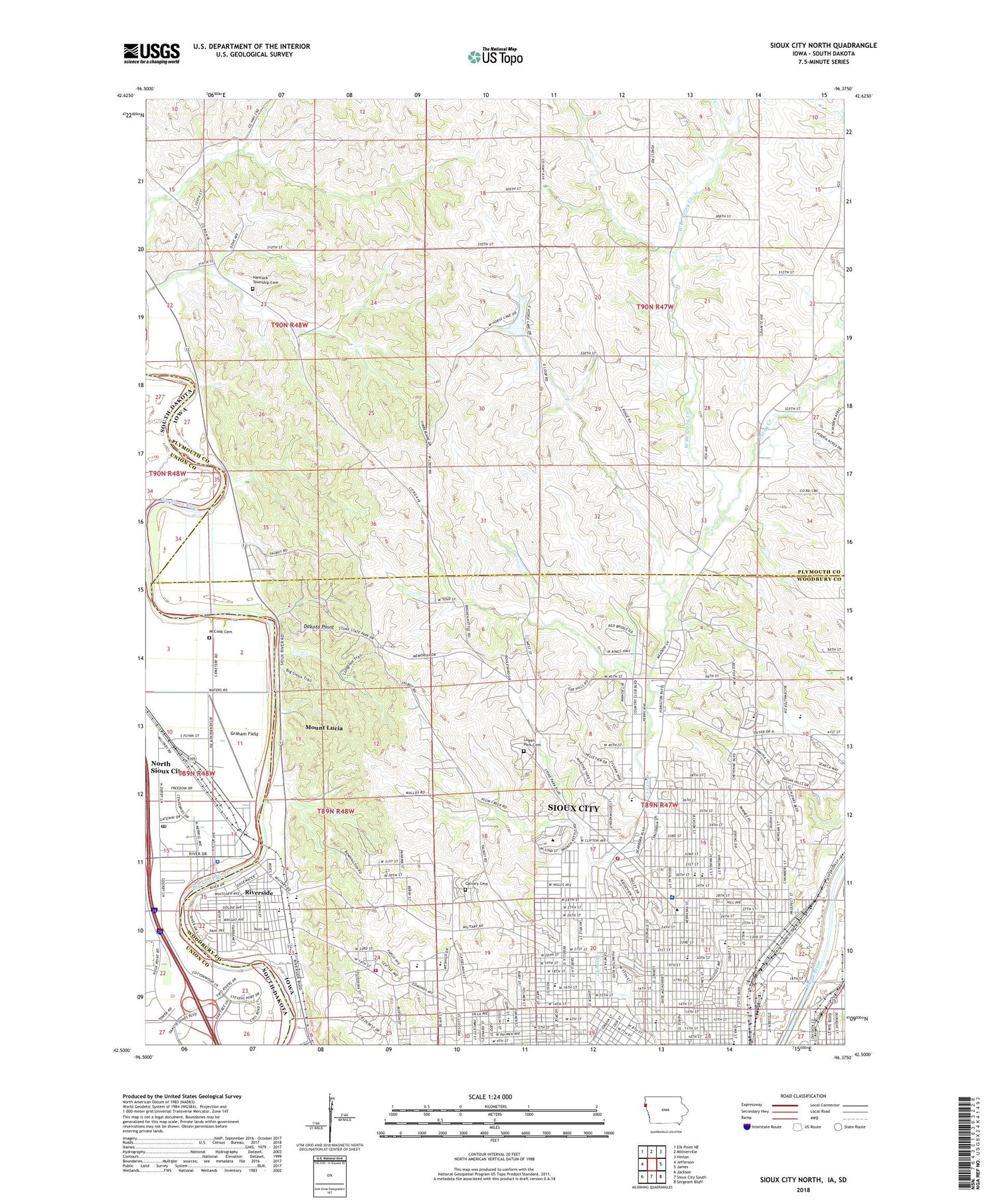 Sioux City North Iowa US Topo Map Image