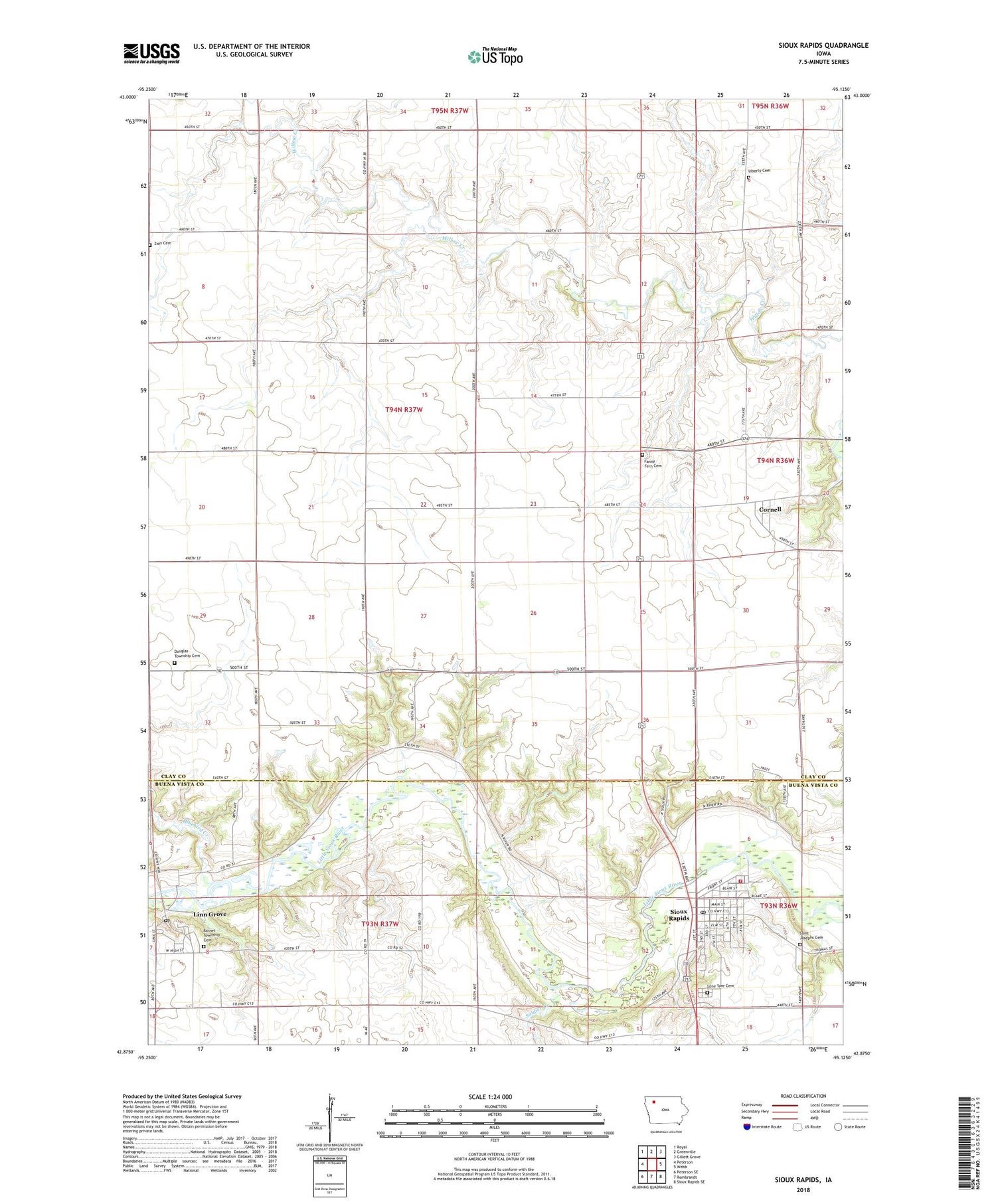 Sioux Rapids Iowa US Topo Map Image