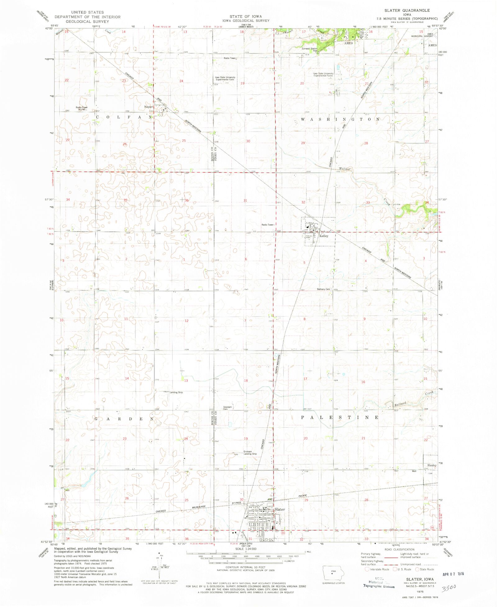 Classic USGS Slater Iowa 7.5'x7.5' Topo Map MyTopo Map Store