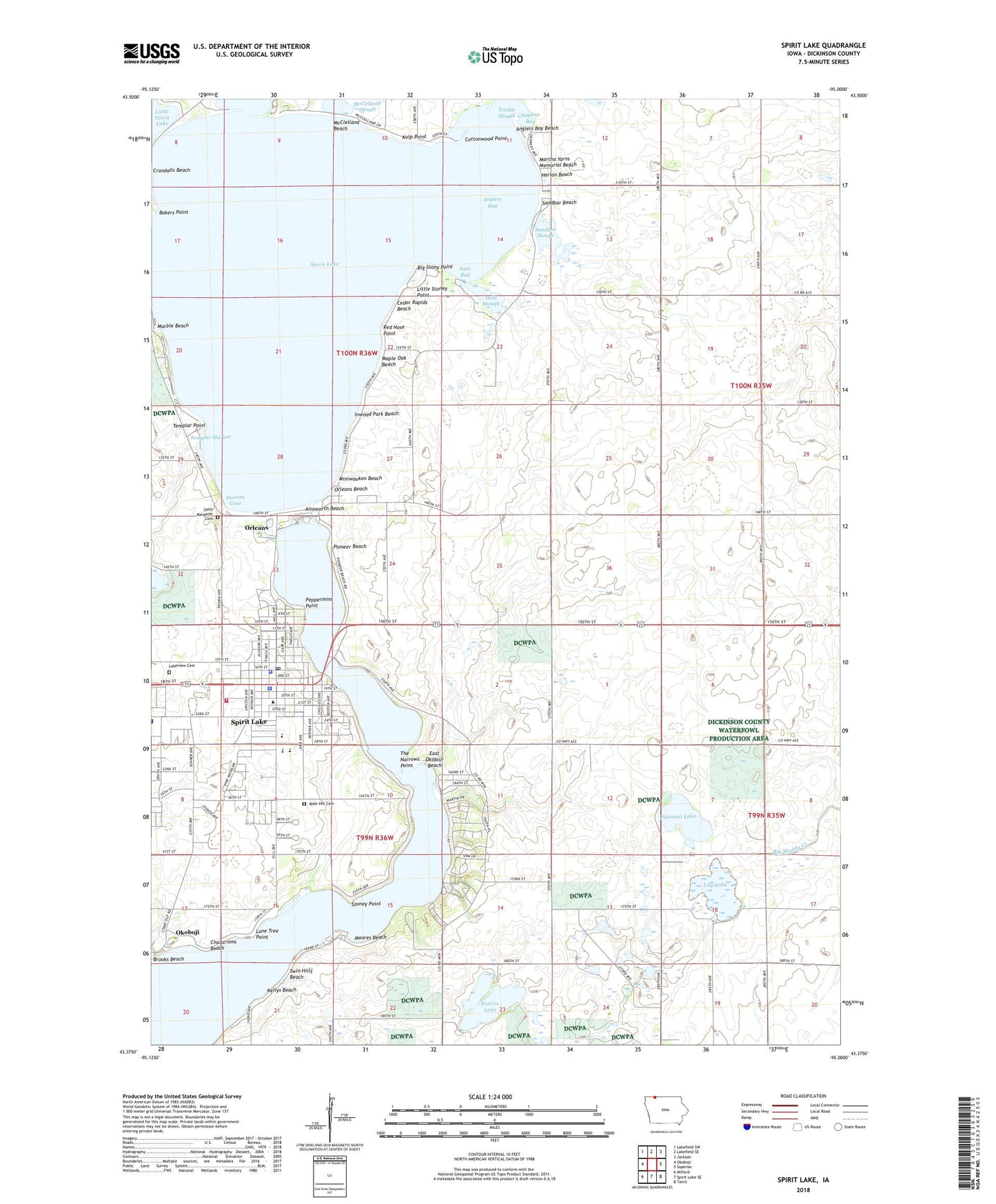 Spirit Lake Iowa US Topo Map Image