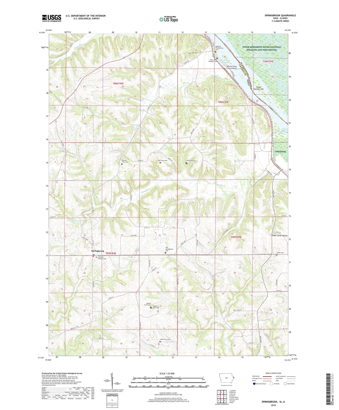 Springbrook Iowa US Topo Map Image