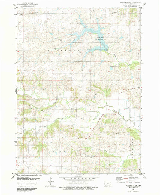 Classic USGS Saint Charles NW Iowa 7.5'x7.5' Topo Map Image