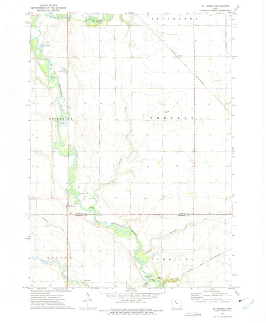 Classic USGS Saint Joseph Iowa 7.5'x7.5' Topo Map Image