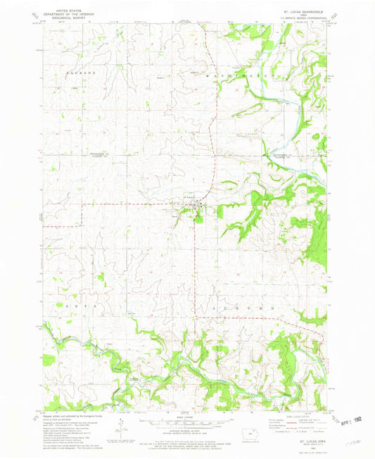 Classic USGS Saint Lucas Iowa 7.5'x7.5' Topo Map Image
