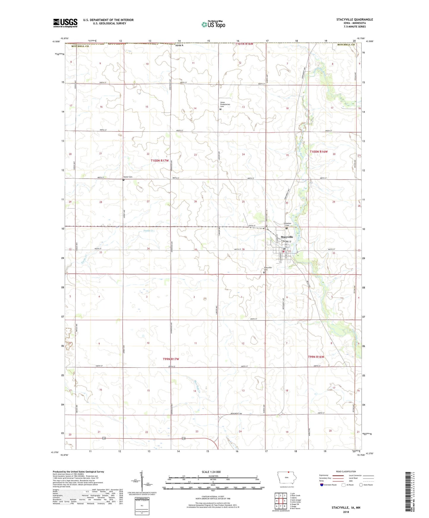 Stacyville Iowa US Topo Map Image