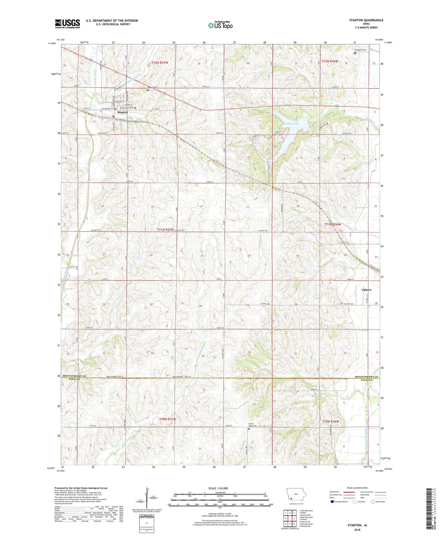 Stanton Iowa US Topo Map Image