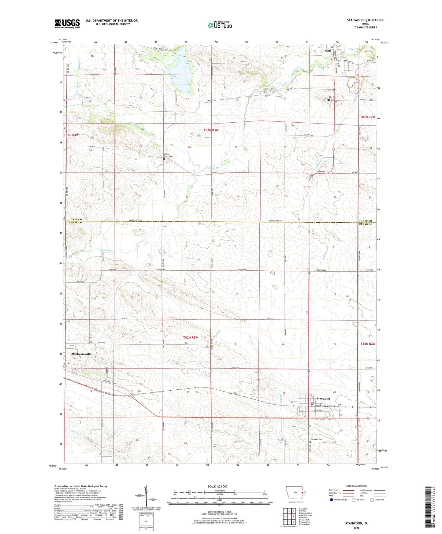 Stanwood Iowa US Topo Map Image