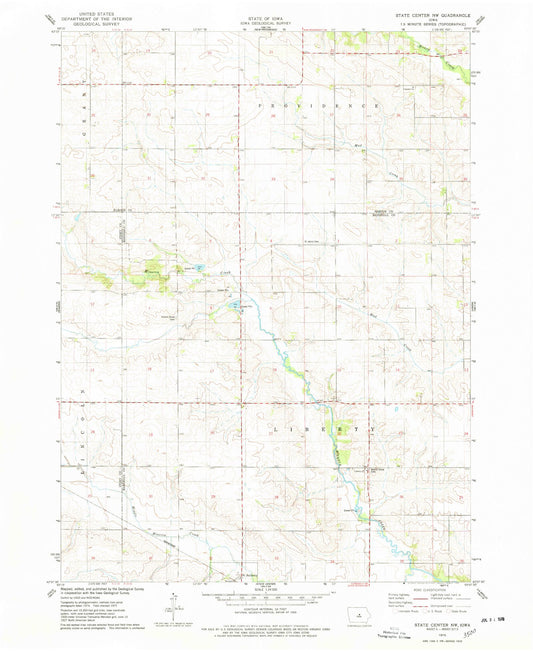 Classic USGS State Center NW Iowa 7.5'x7.5' Topo Map Image