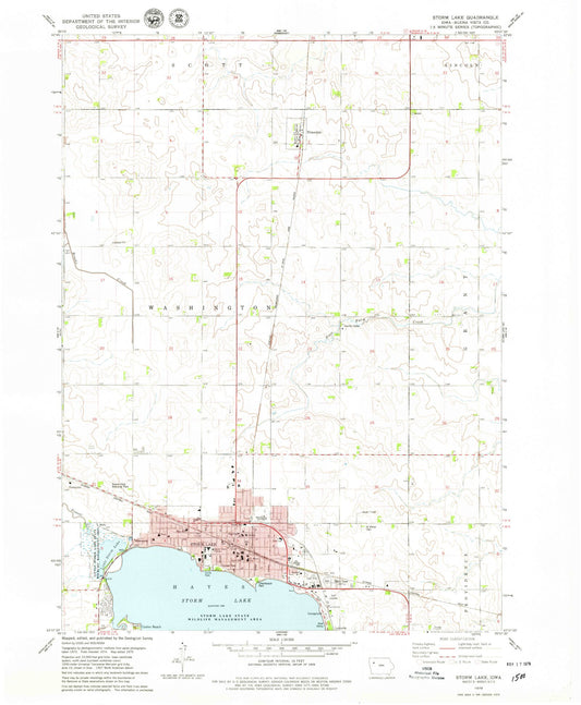 Classic USGS Storm Lake Iowa 7.5'x7.5' Topo Map Image