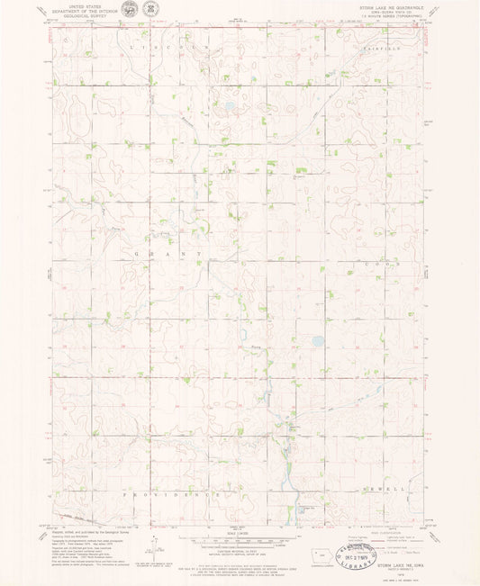 Classic USGS Storm Lake NE Iowa 7.5'x7.5' Topo Map Image