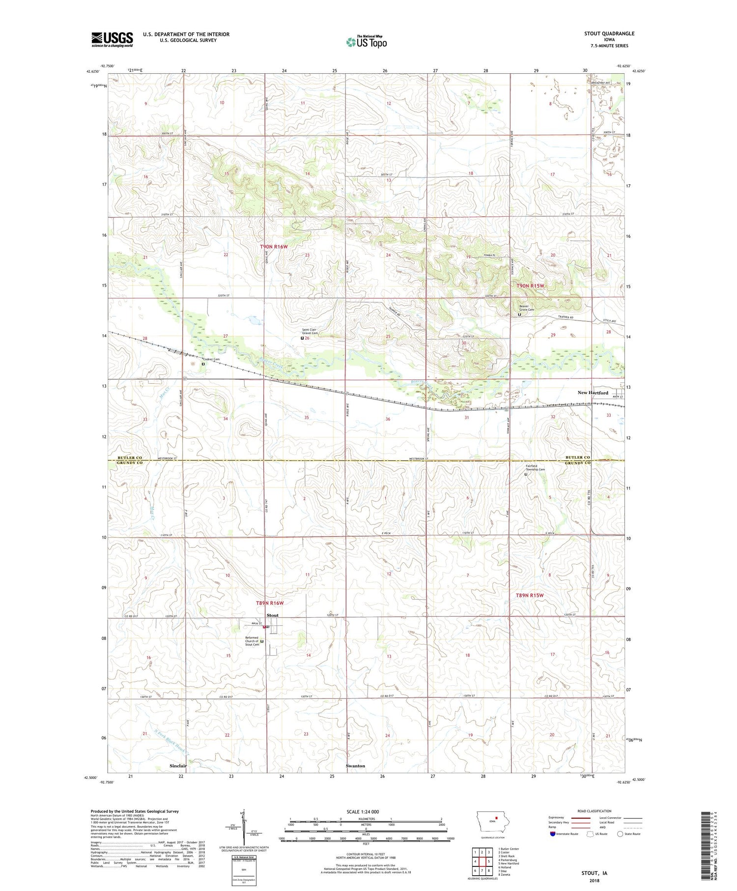 Stout Iowa US Topo Map Image