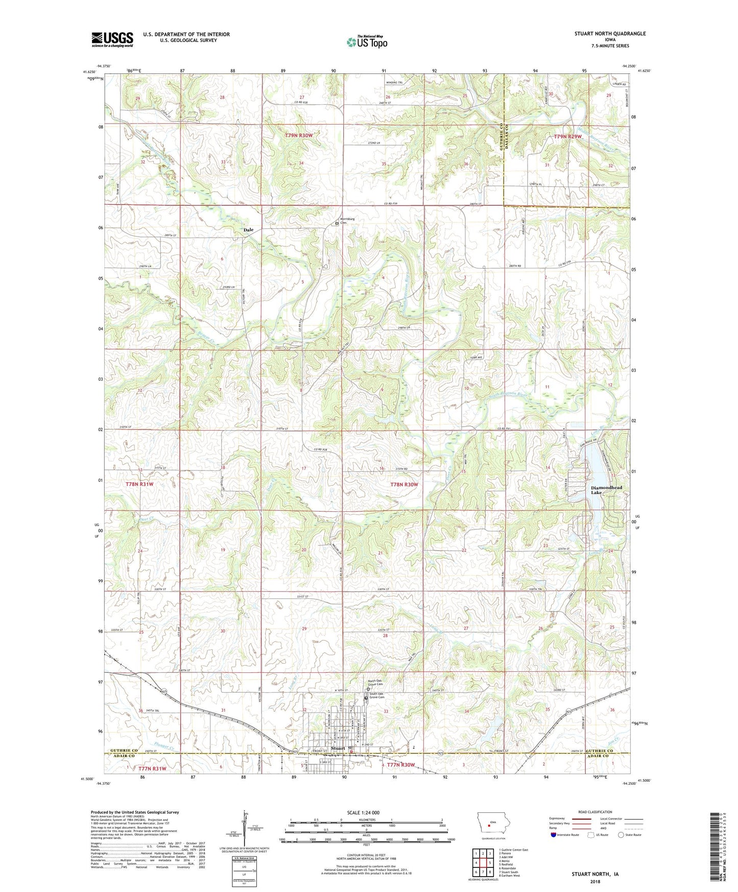 Stuart North Iowa US Topo Map Image