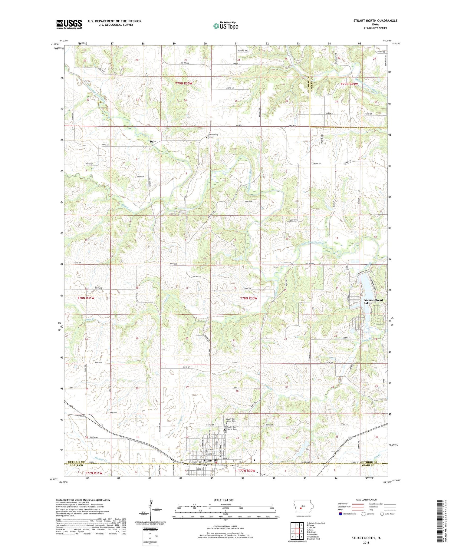 Stuart North Iowa US Topo Map Image