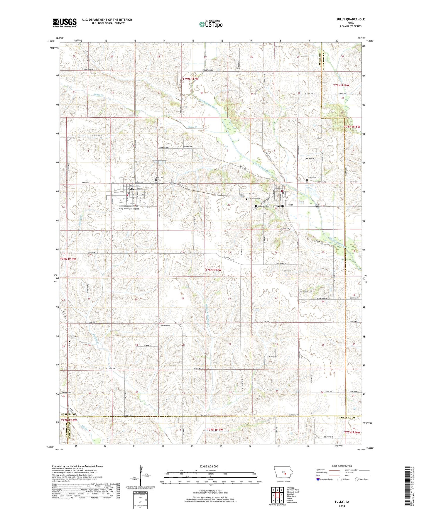 Sully Iowa US Topo Map Image