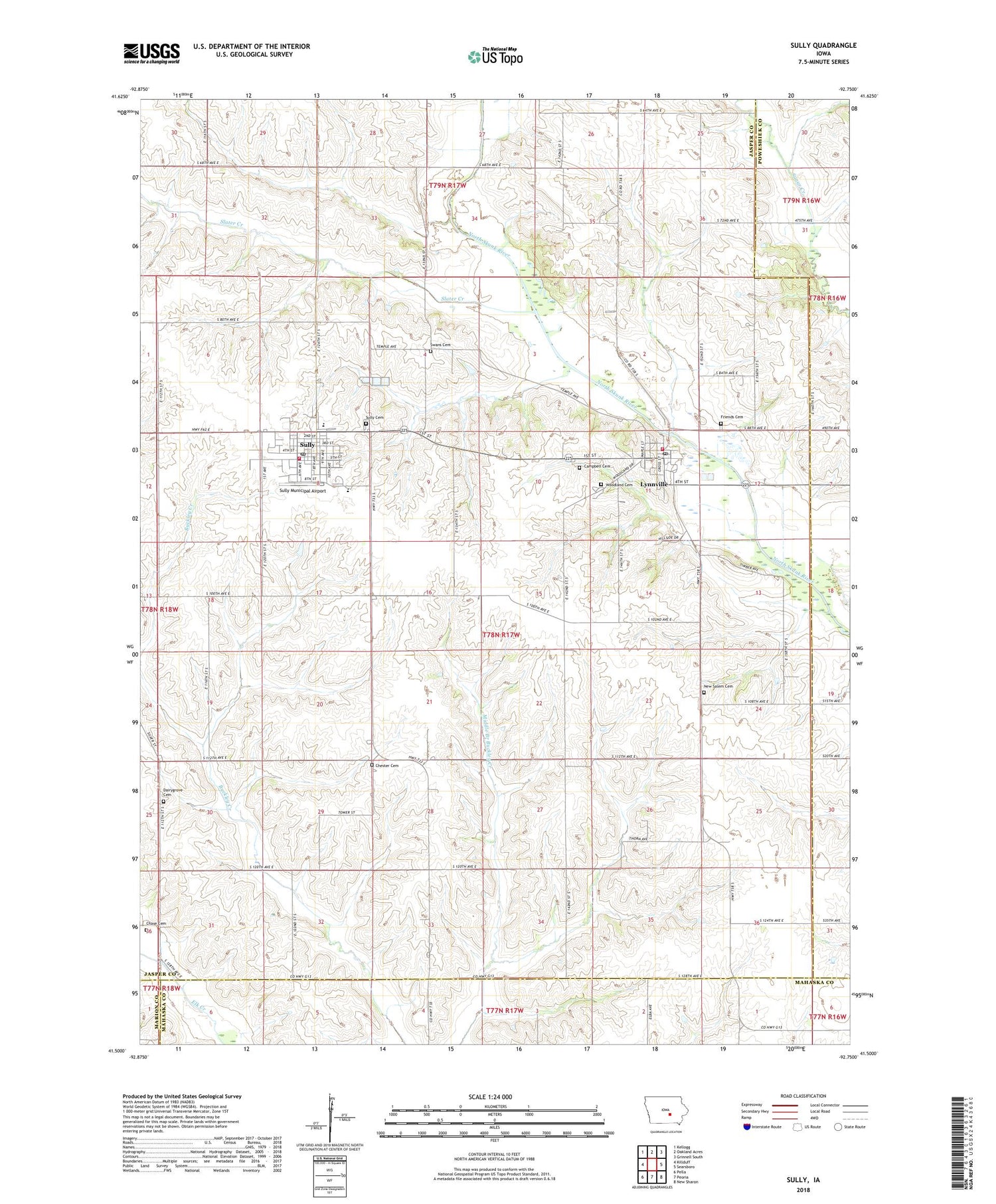 Sully Iowa US Topo Map Image