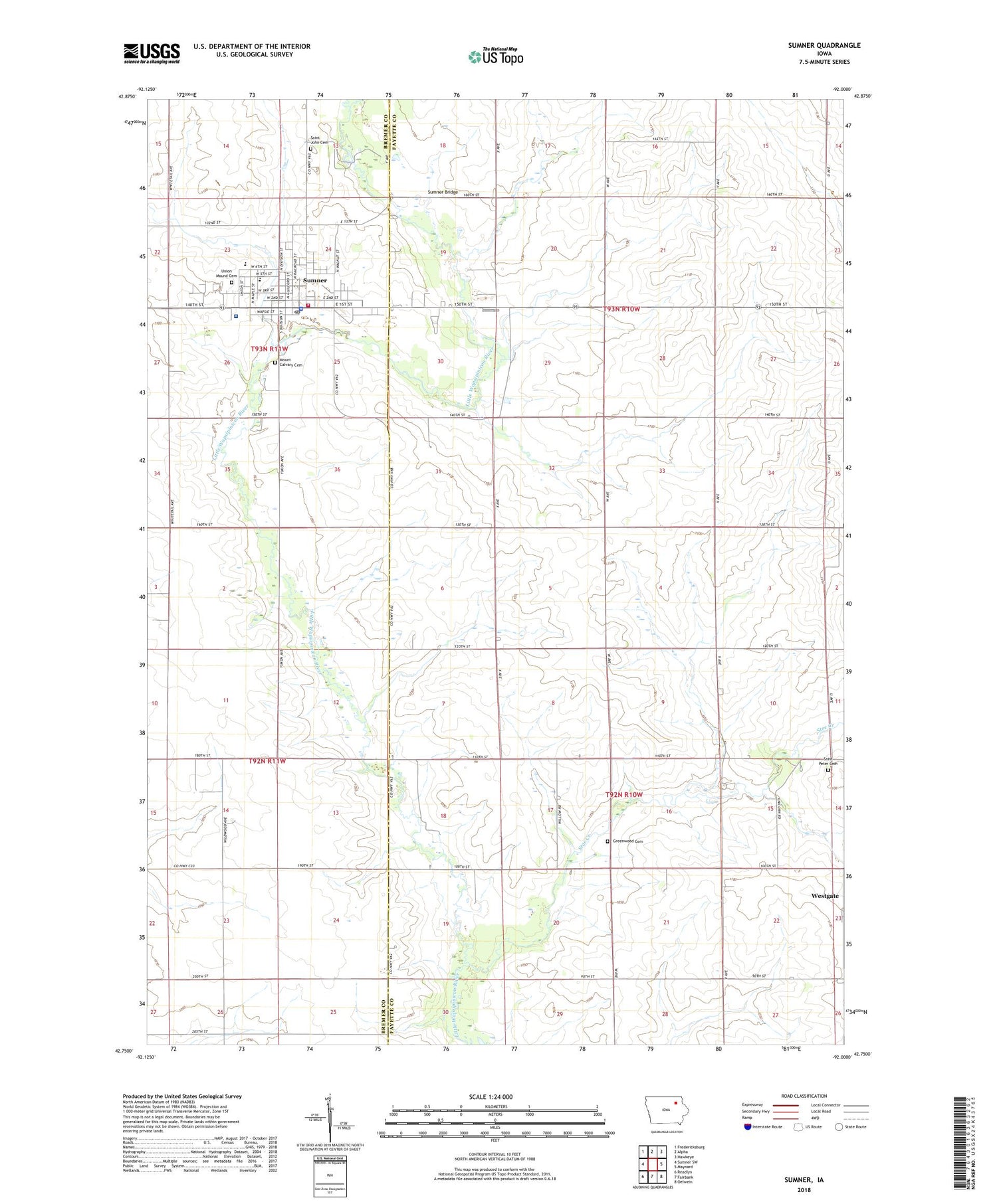 Sumner Iowa US Topo Map Image
