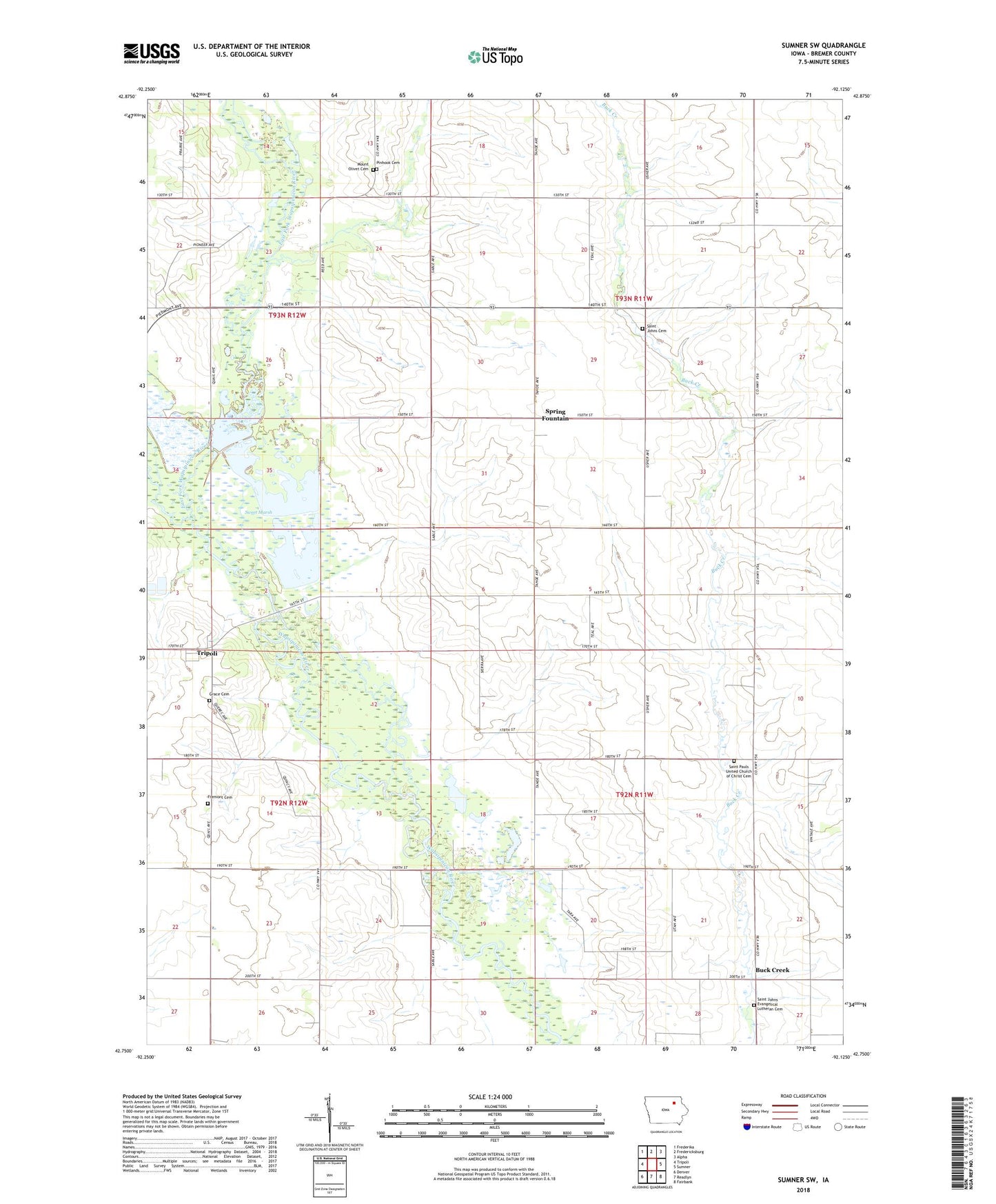 Sumner SW Iowa US Topo Map Image