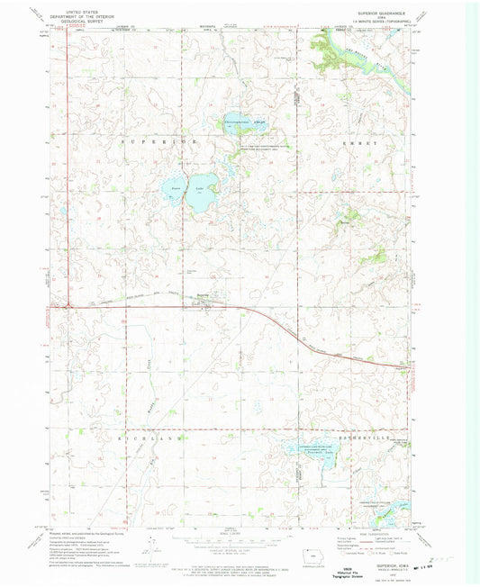 Classic USGS Superior Iowa 7.5'x7.5' Topo Map Image