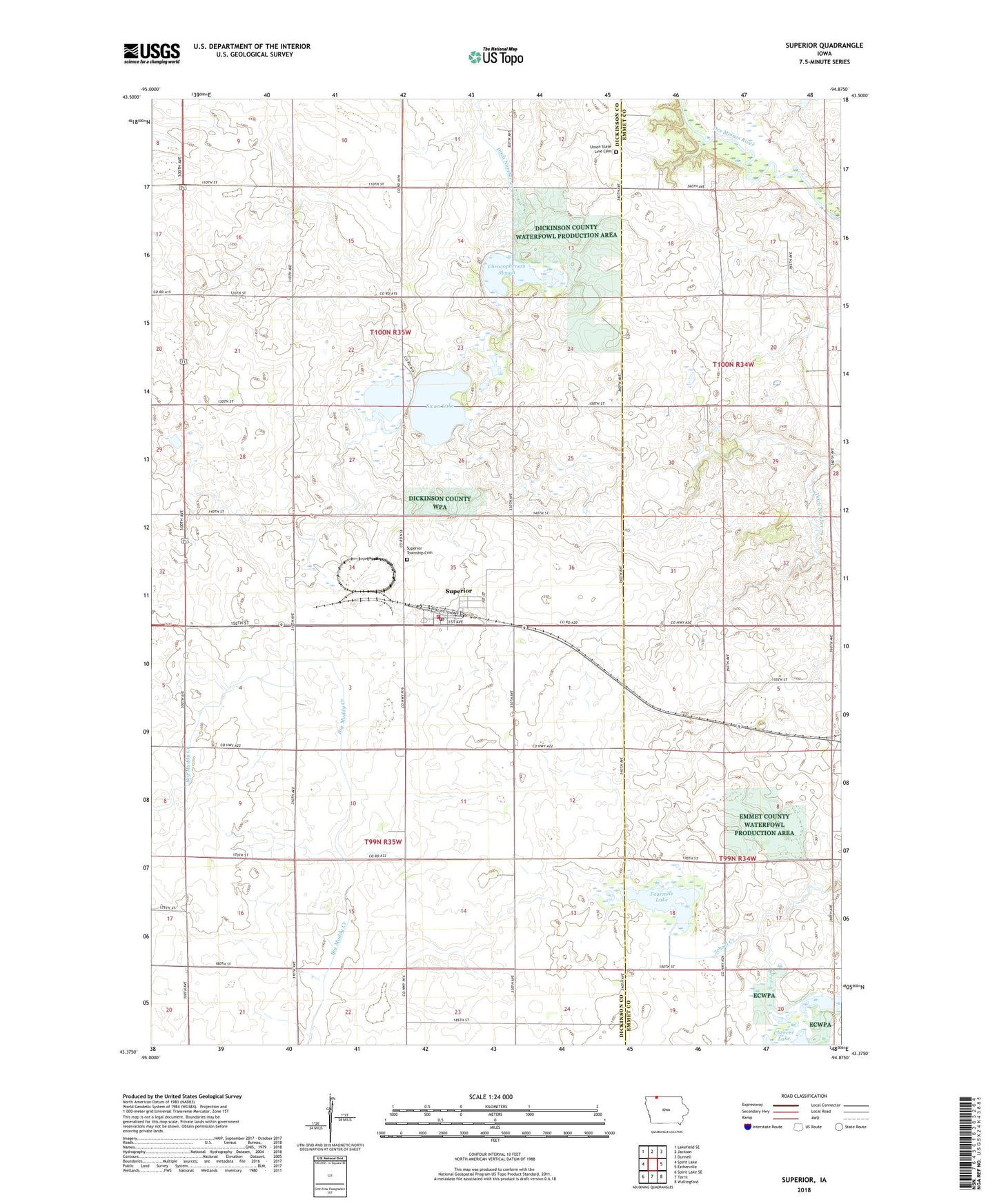 Superior Iowa US Topo Map Image