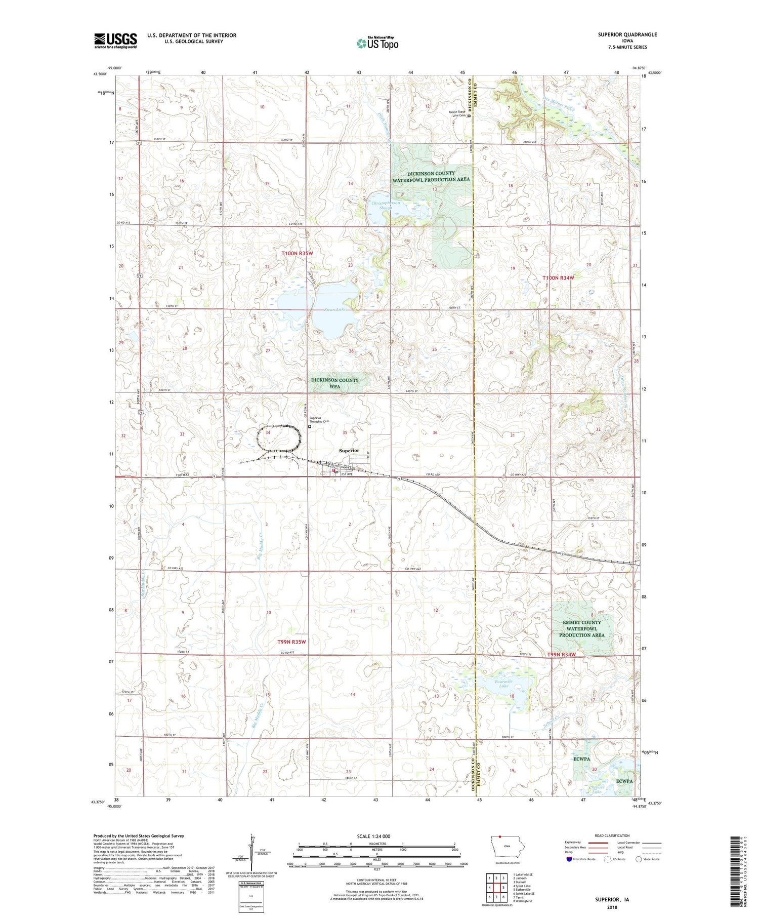 Superior Iowa US Topo Map Image