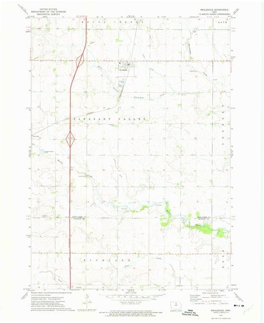 Classic USGS Swaledale Iowa 7.5'x7.5' Topo Map Image