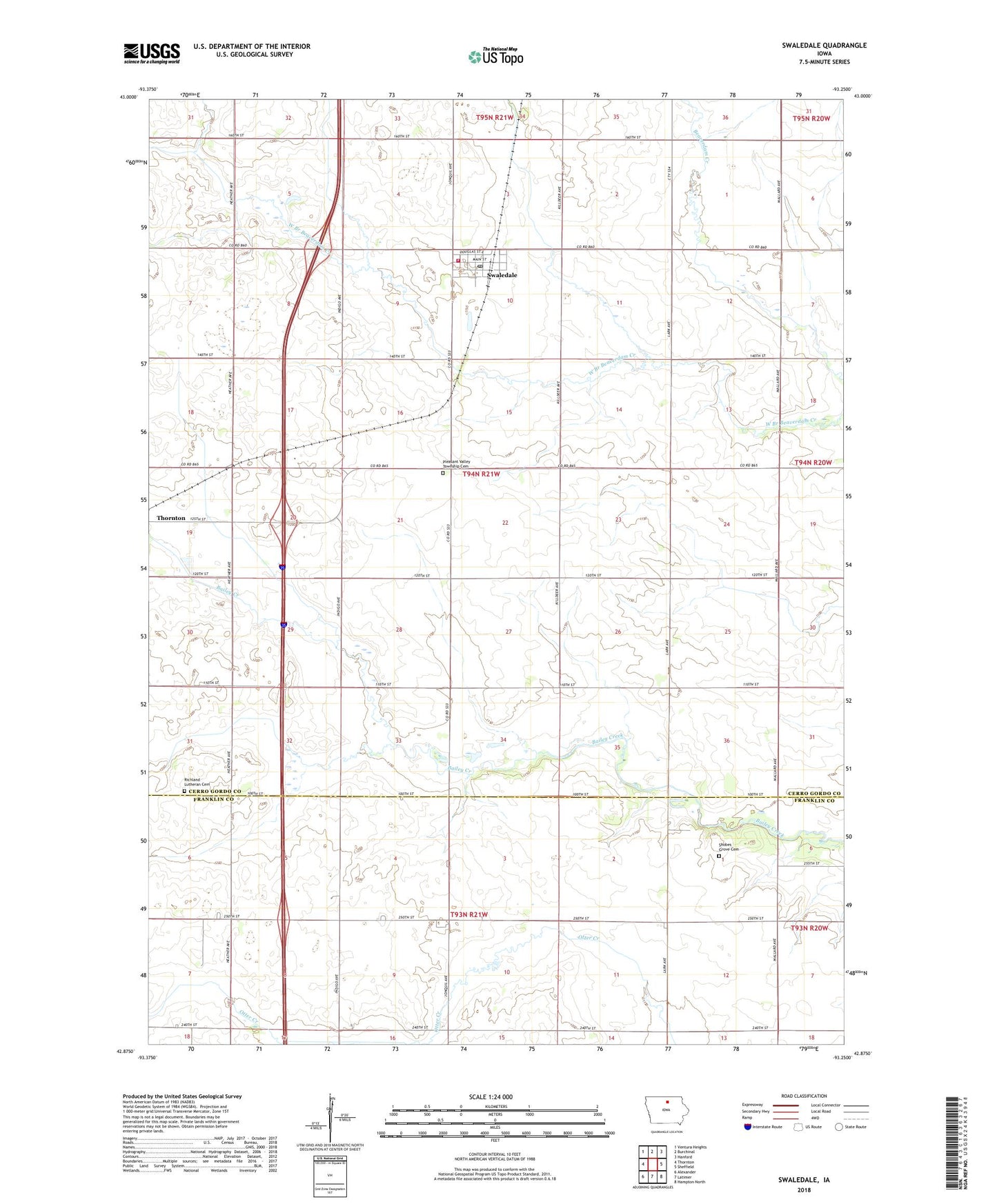 Swaledale Iowa US Topo Map Image