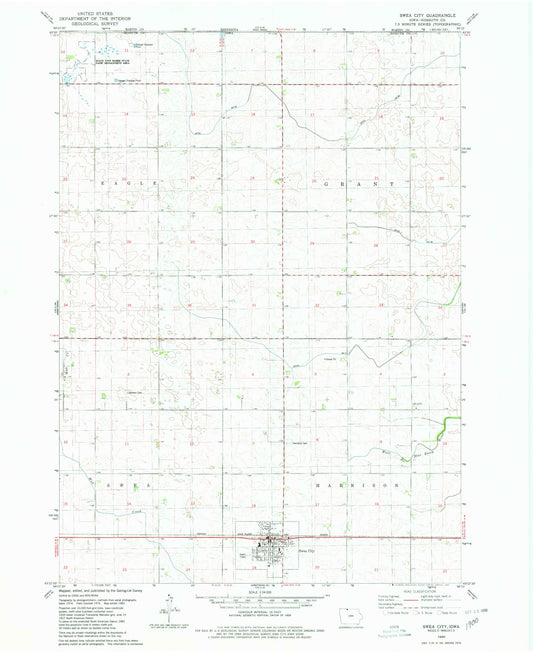 Classic USGS Swea City Iowa 7.5'x7.5' Topo Map Image