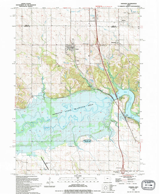 Classic USGS Swisher Iowa 7.5'x7.5' Topo Map Image