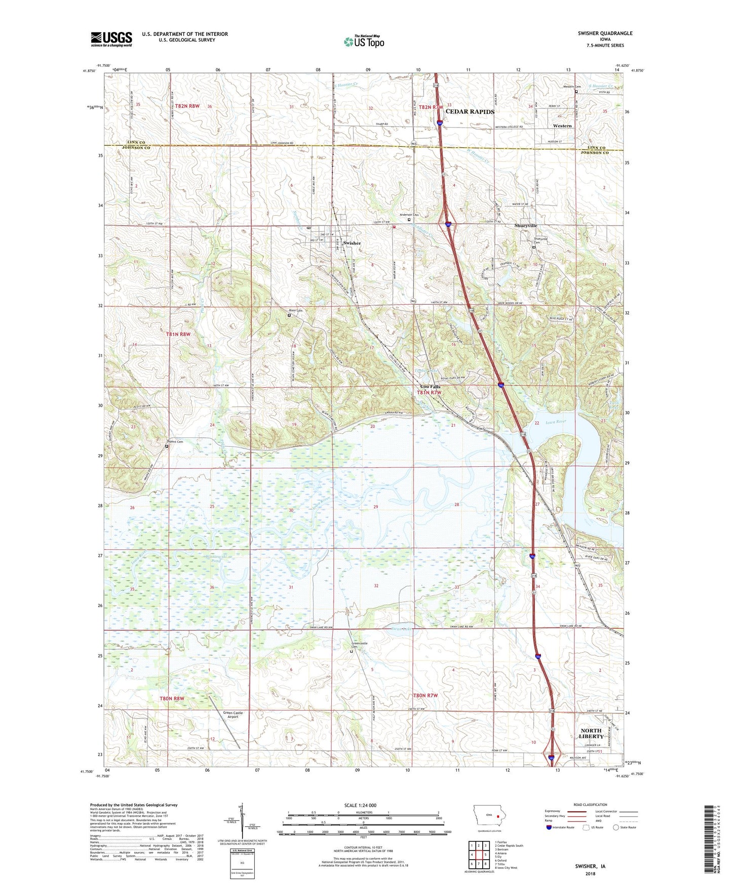 Swisher Iowa US Topo Map Image