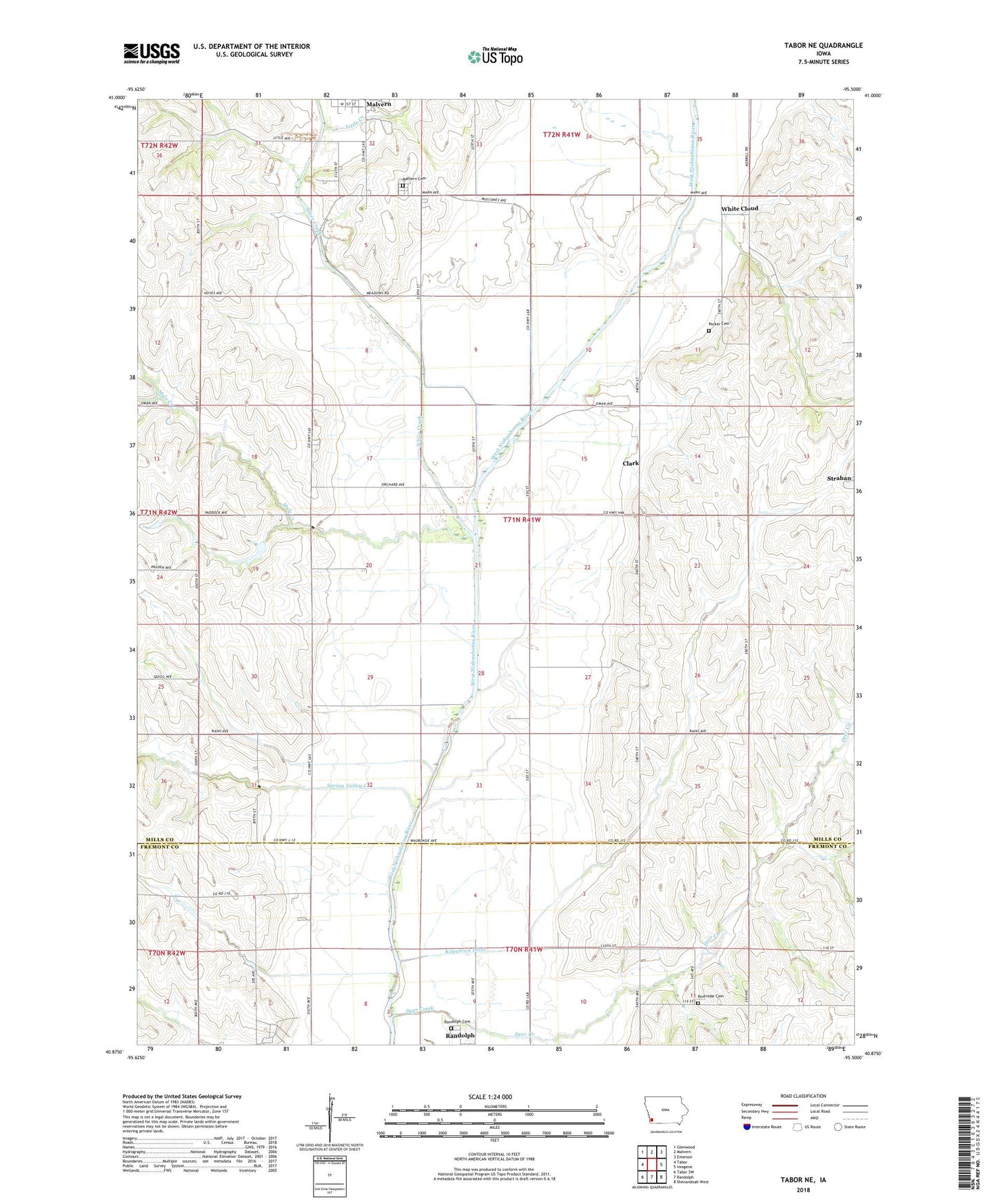 Tabor NE Iowa US Topo Map Image