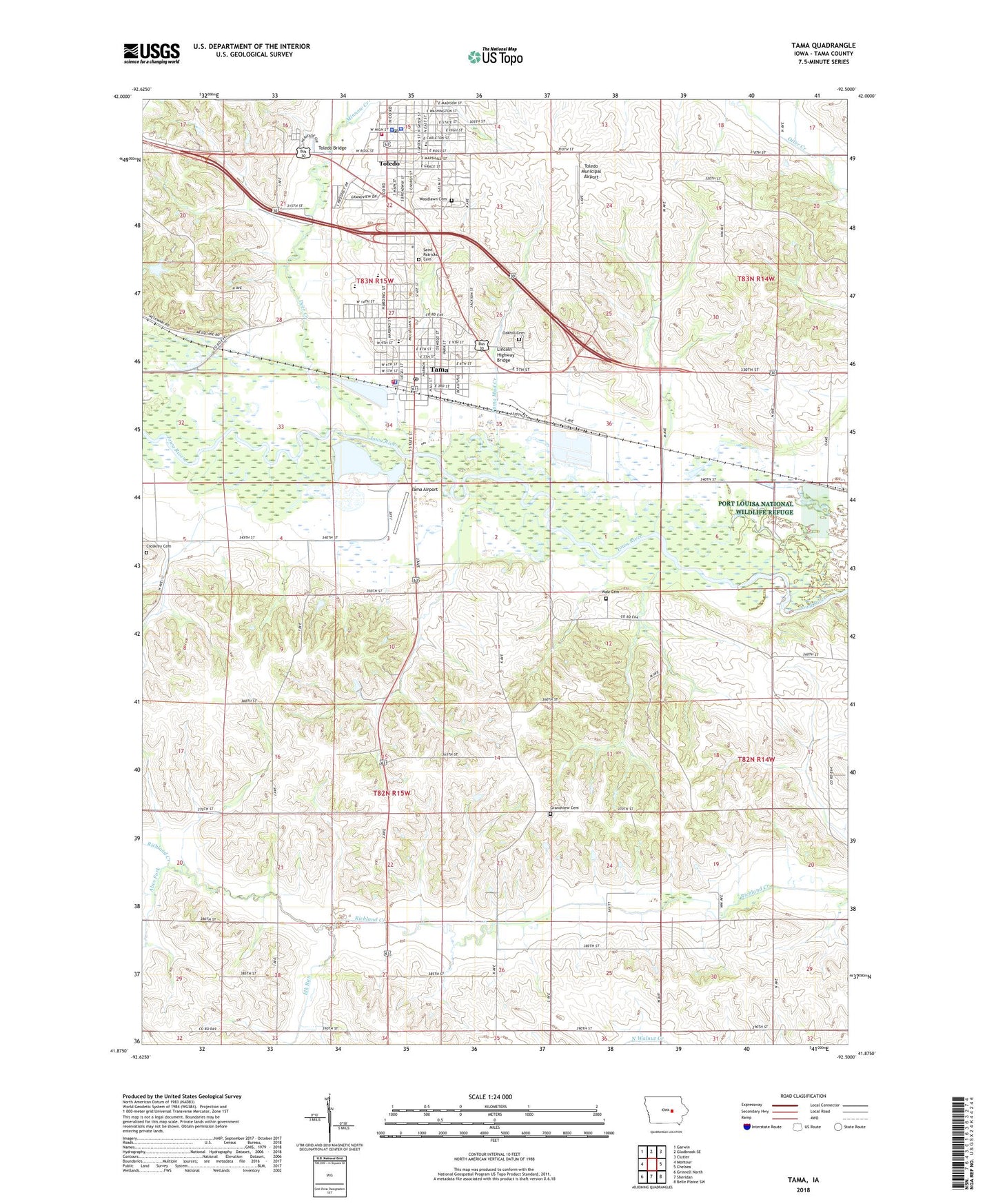 Tama Iowa US Topo Map Image