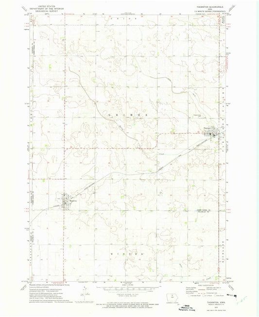 Classic USGS Thornton Iowa 7.5'x7.5' Topo Map Image