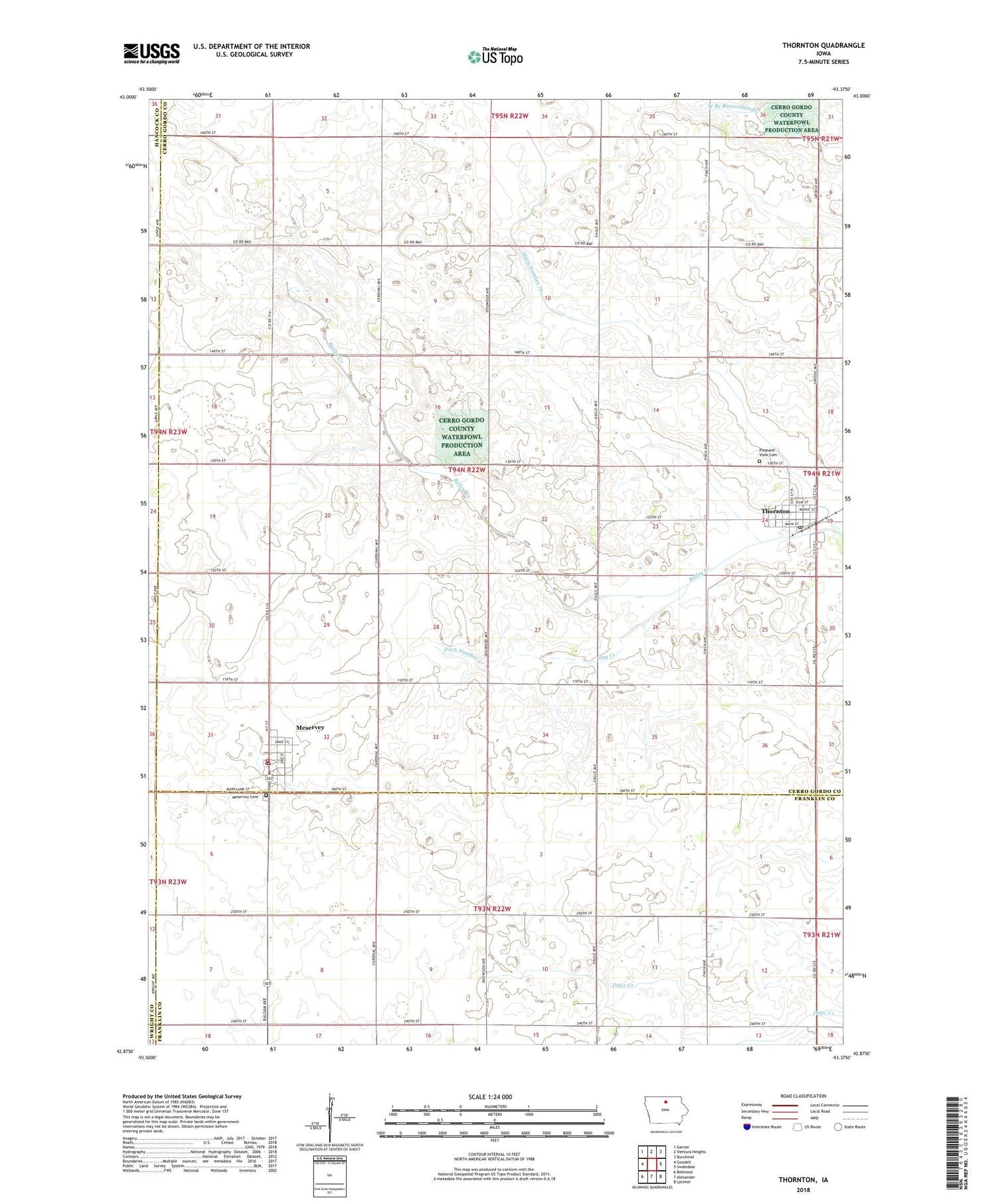 Thornton Iowa US Topo Map Image