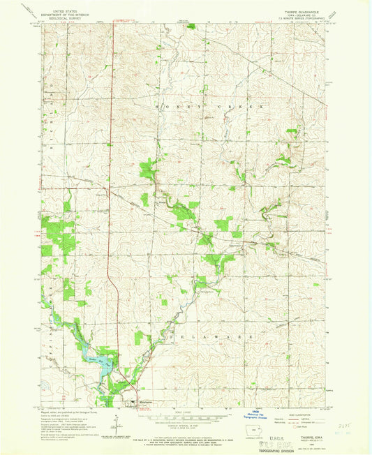 Classic USGS Thorpe Iowa 7.5'x7.5' Topo Map Image