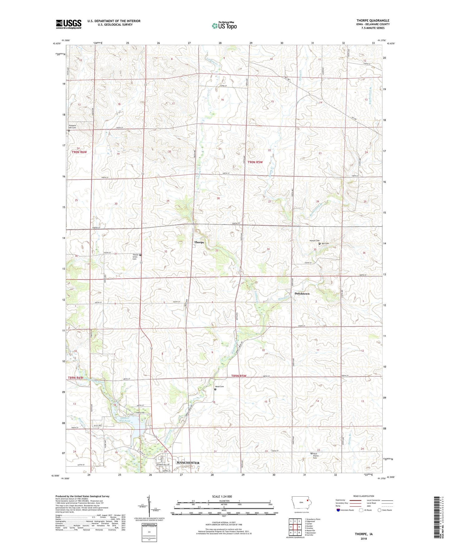 Thorpe Iowa US Topo Map Image