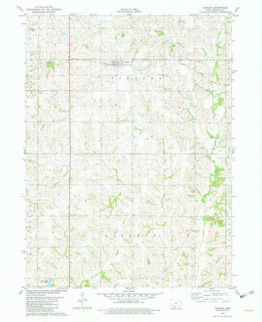 Classic USGS Tingley Iowa 7.5'x7.5' Topo Map Image