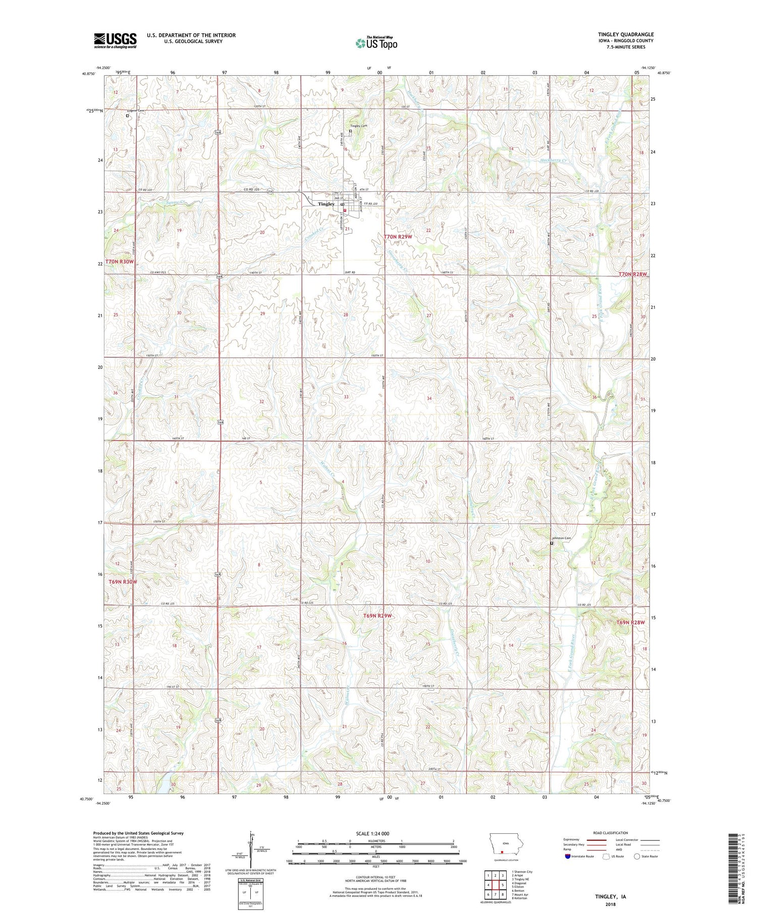 Tingley Iowa US Topo Map Image