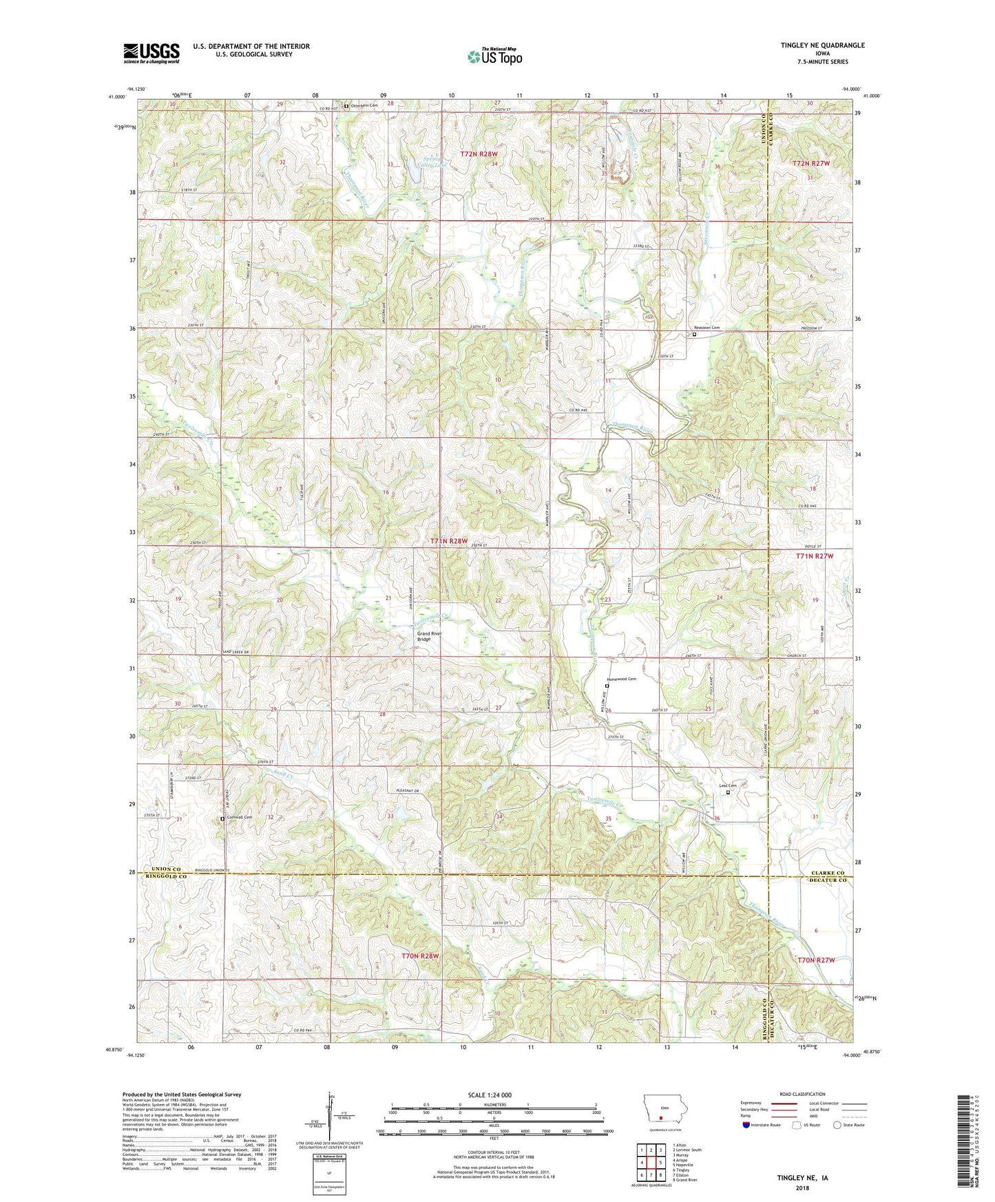 Tingley NE Iowa US Topo Map Image