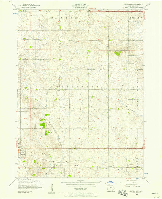 Classic USGS Tipton East Iowa 7.5'x7.5' Topo Map Image