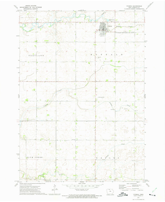 Classic USGS Titonka Iowa 7.5'x7.5' Topo Map Image