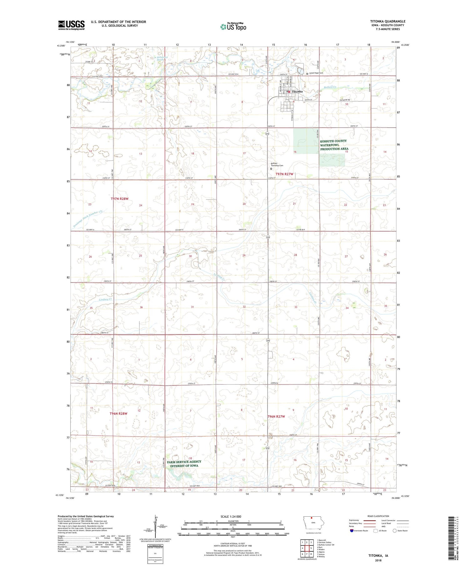 Titonka Iowa US Topo Map Image
