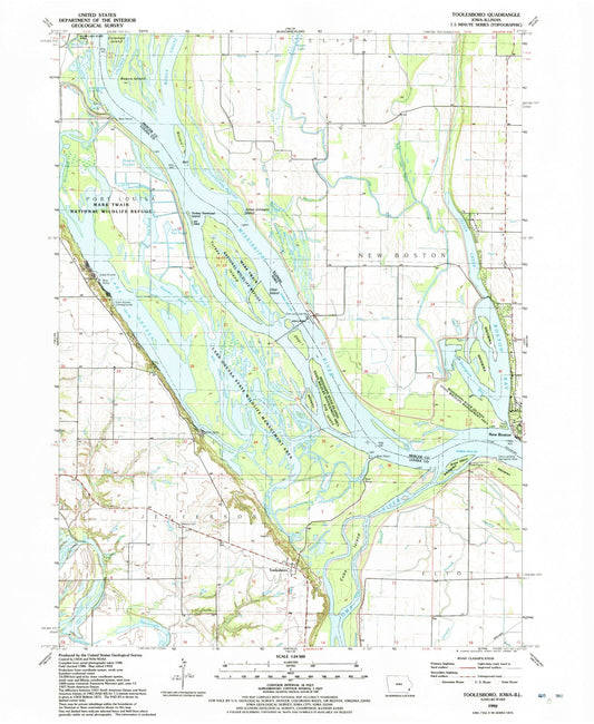 Classic USGS Toolesboro Iowa 7.5'x7.5' Topo Map Image