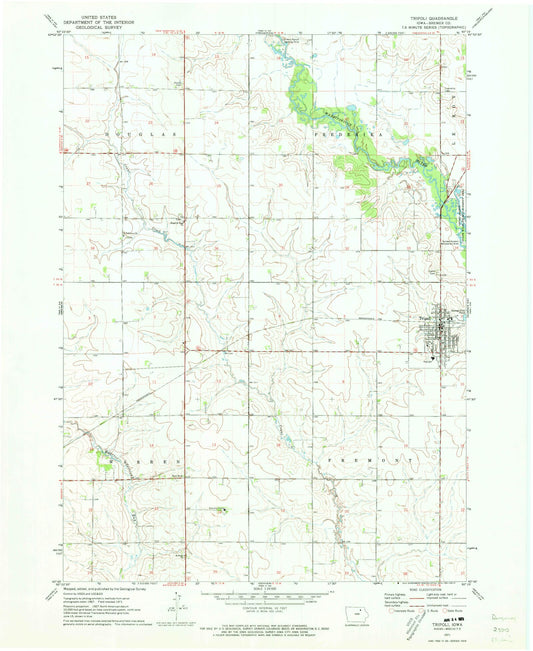 Classic USGS Tripoli Iowa 7.5'x7.5' Topo Map Image