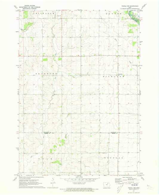 Classic USGS Tripoli NW Iowa 7.5'x7.5' Topo Map Image