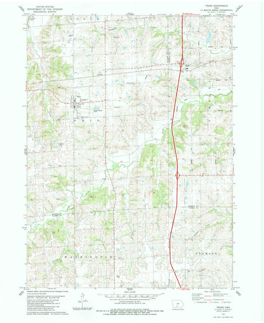 Classic USGS Truro Iowa 7.5'x7.5' Topo Map Image
