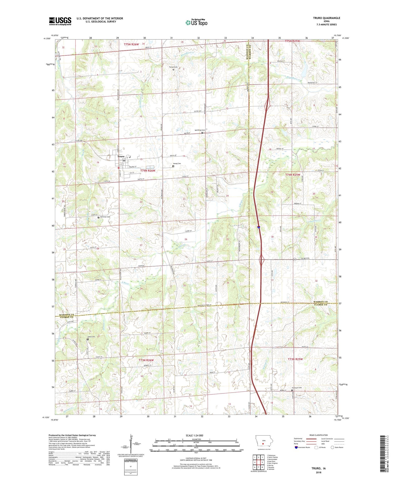 Truro Iowa US Topo Map Image
