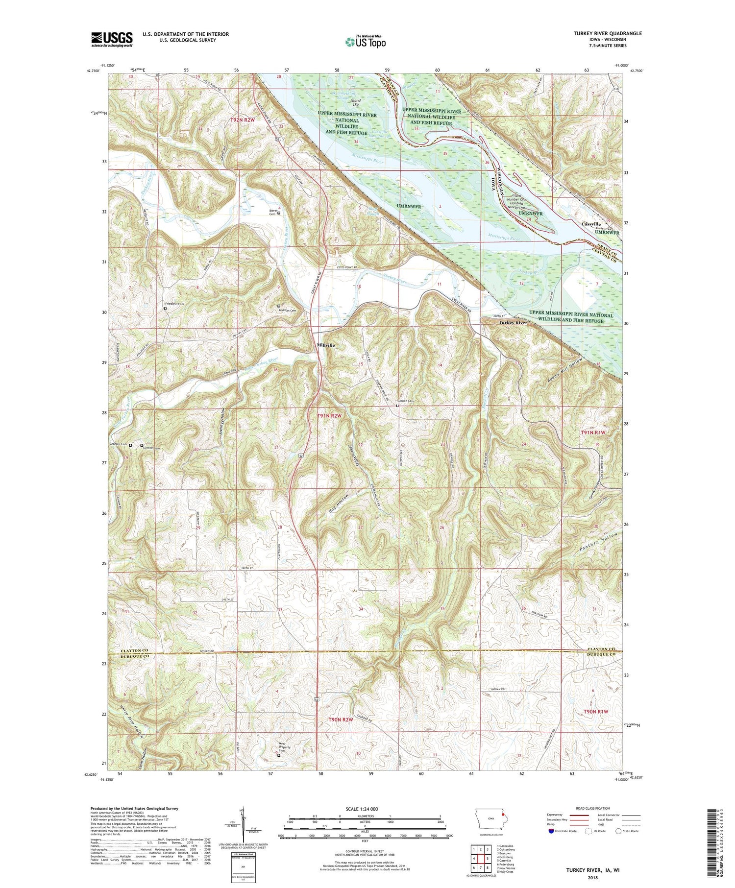 Turkey River Iowa US Topo Map Image