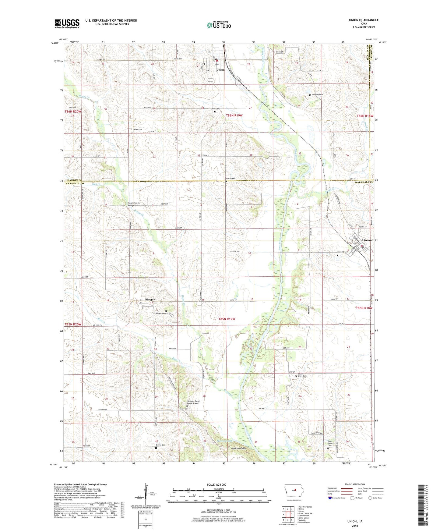 Union Iowa US Topo Map Image