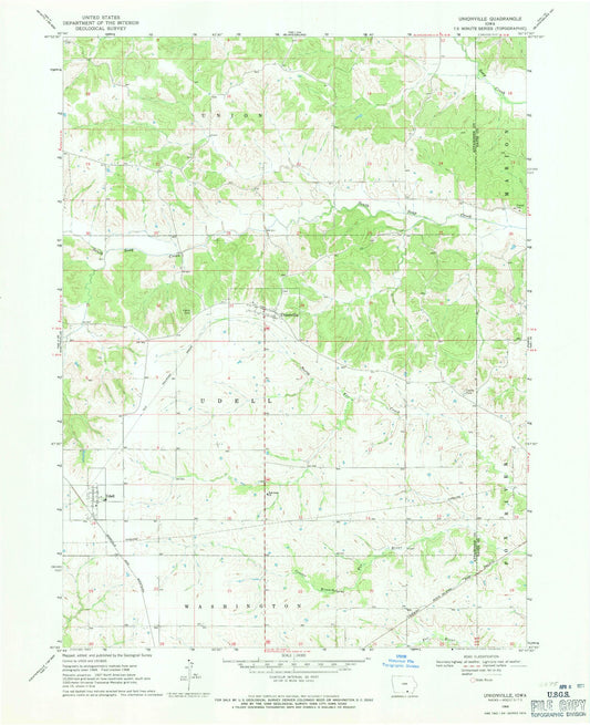 Classic USGS Unionville Iowa 7.5'x7.5' Topo Map Image