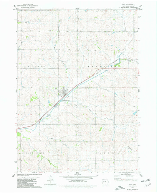 Classic USGS Vail Iowa 7.5'x7.5' Topo Map Image